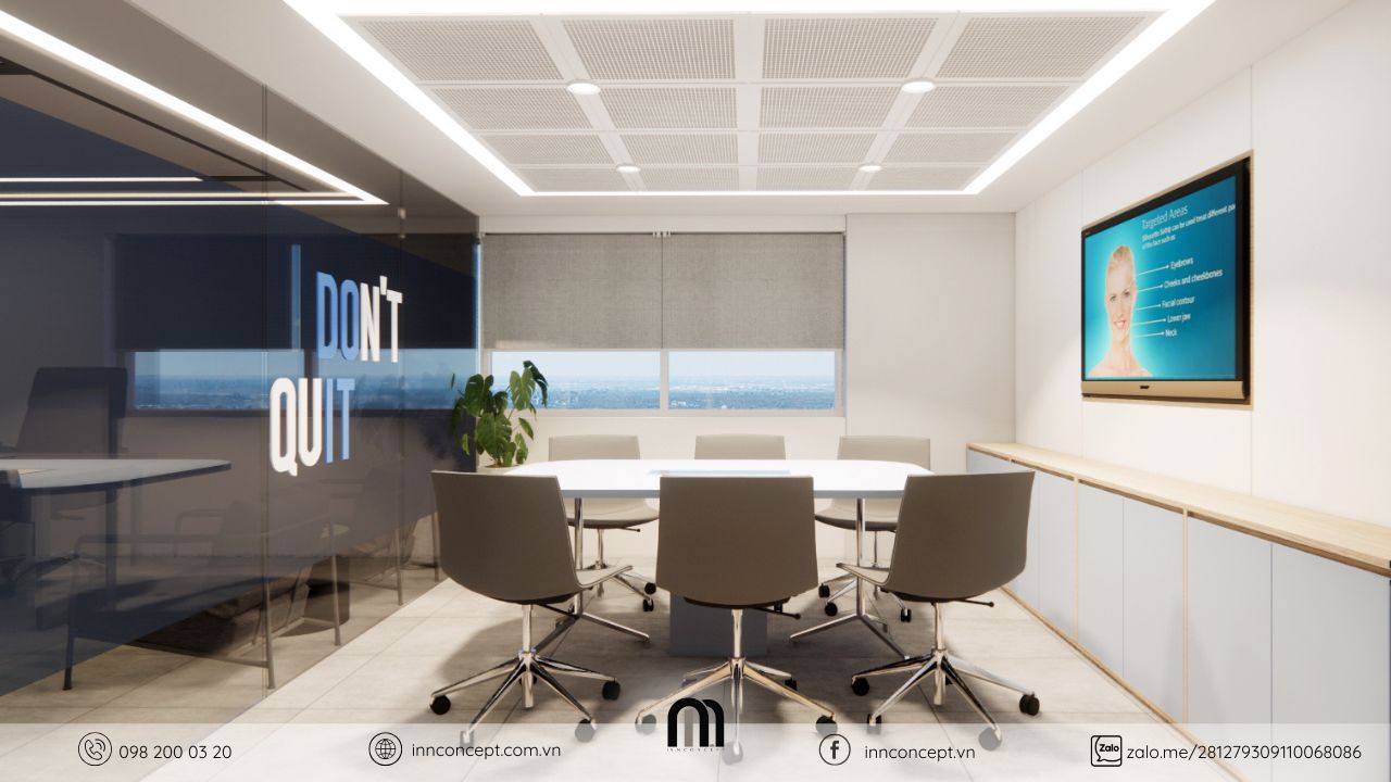 Modern conference room with motivational quote