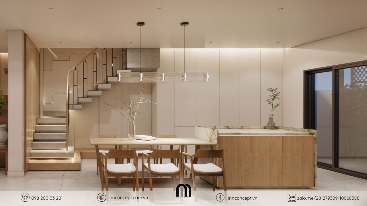 Ánh sáng thông minh vỗ về từng bước chân, thể hiện sự hiếu nghĩa của anh Quang trong thiết kế.