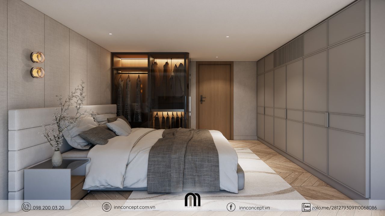 Góc cửa sổ phòng ngủ master tràn ngập ánh sáng.