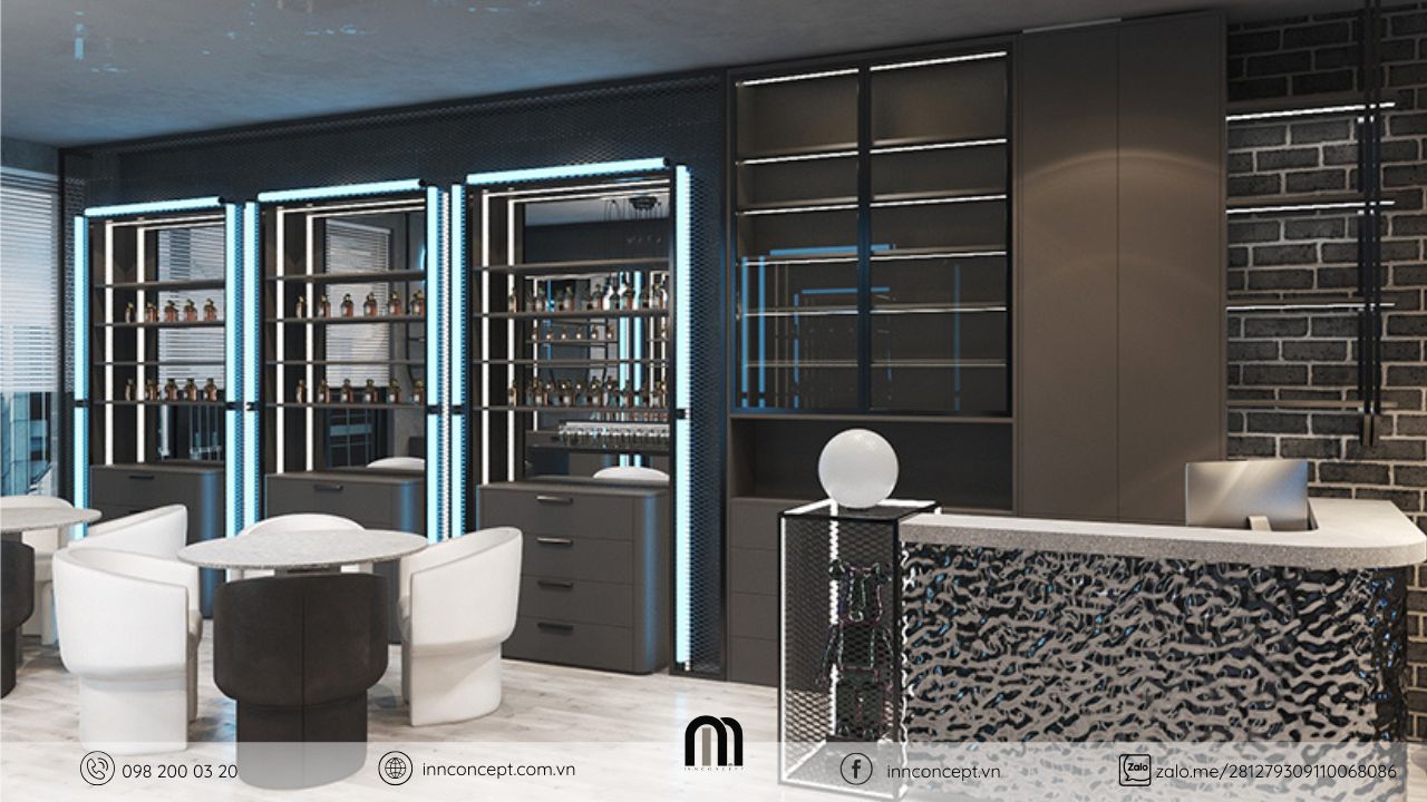 Khu vực tư vấn khách hàng sang trọng phong cách Modern Luxury.