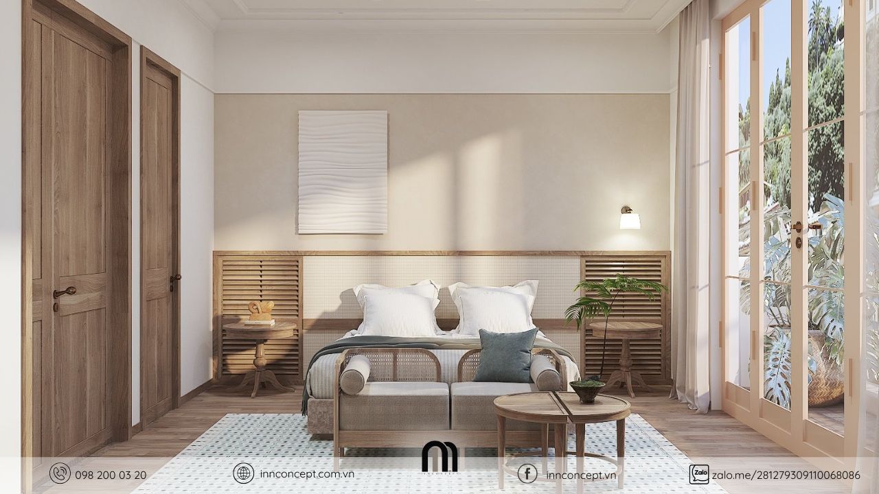 Thiết kế nội thất phòng ngủ Villa Song hotel ấm cúng, bình yên