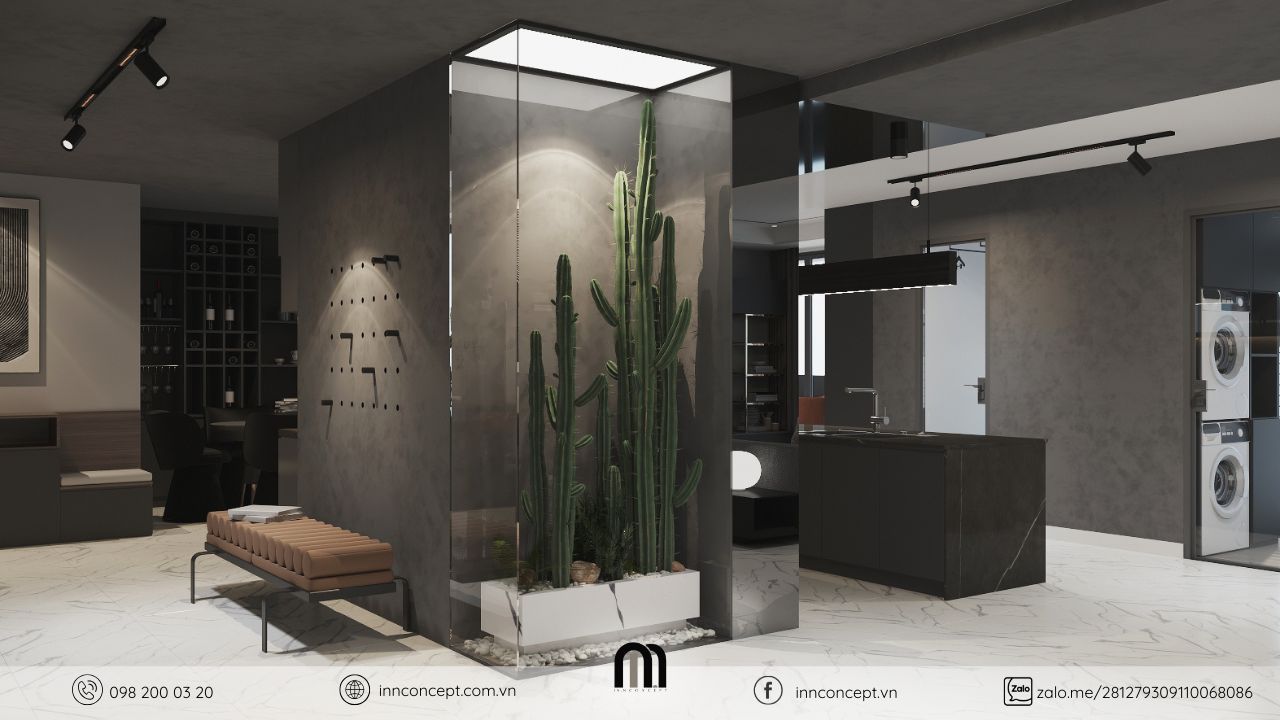 Tiểu cảnh cây xanh độc đáo trong căn hộ Vinhomes.