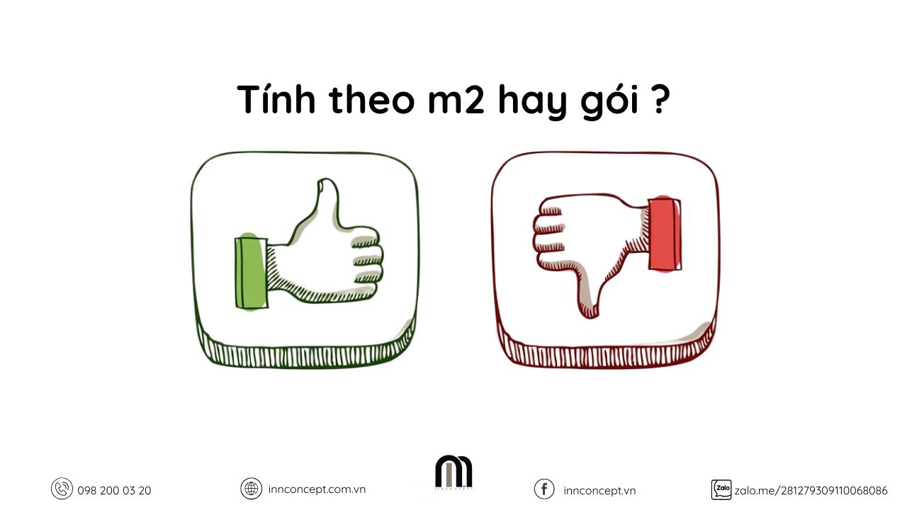 Hai hình thức thiết kế nội thất phổ biến theo m² và theo gói.