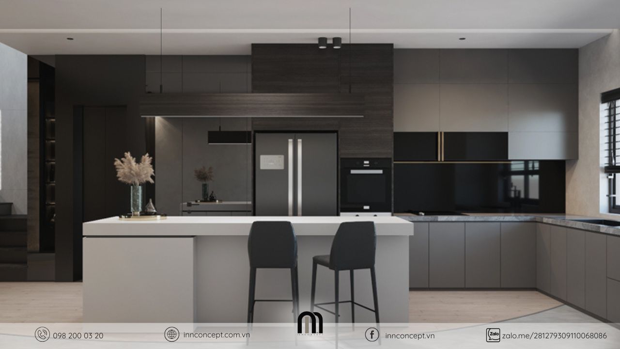 Khu vực bếp đã được IN.N Concept tối ưu không gian trong thiết kế nội thất thông thoáng.