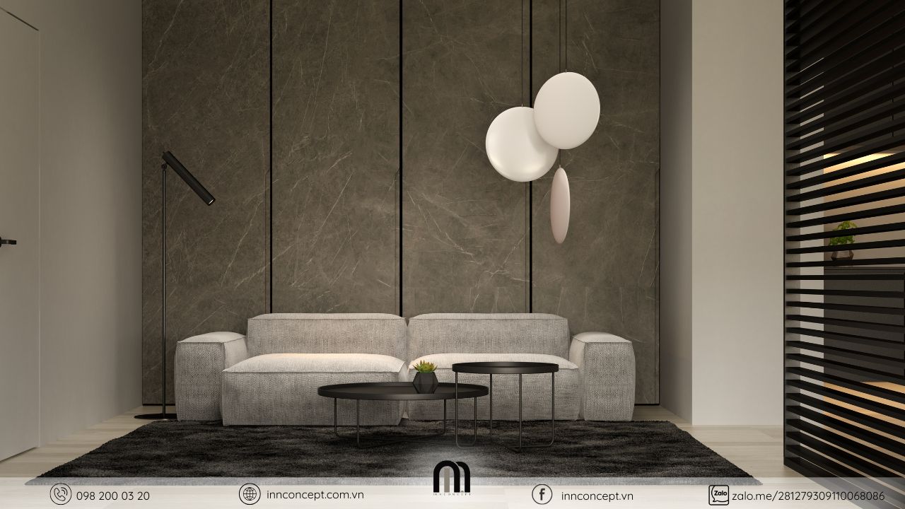 Mẫu phòng khách kết hợp phong cách Hiện đại và Minimalist.