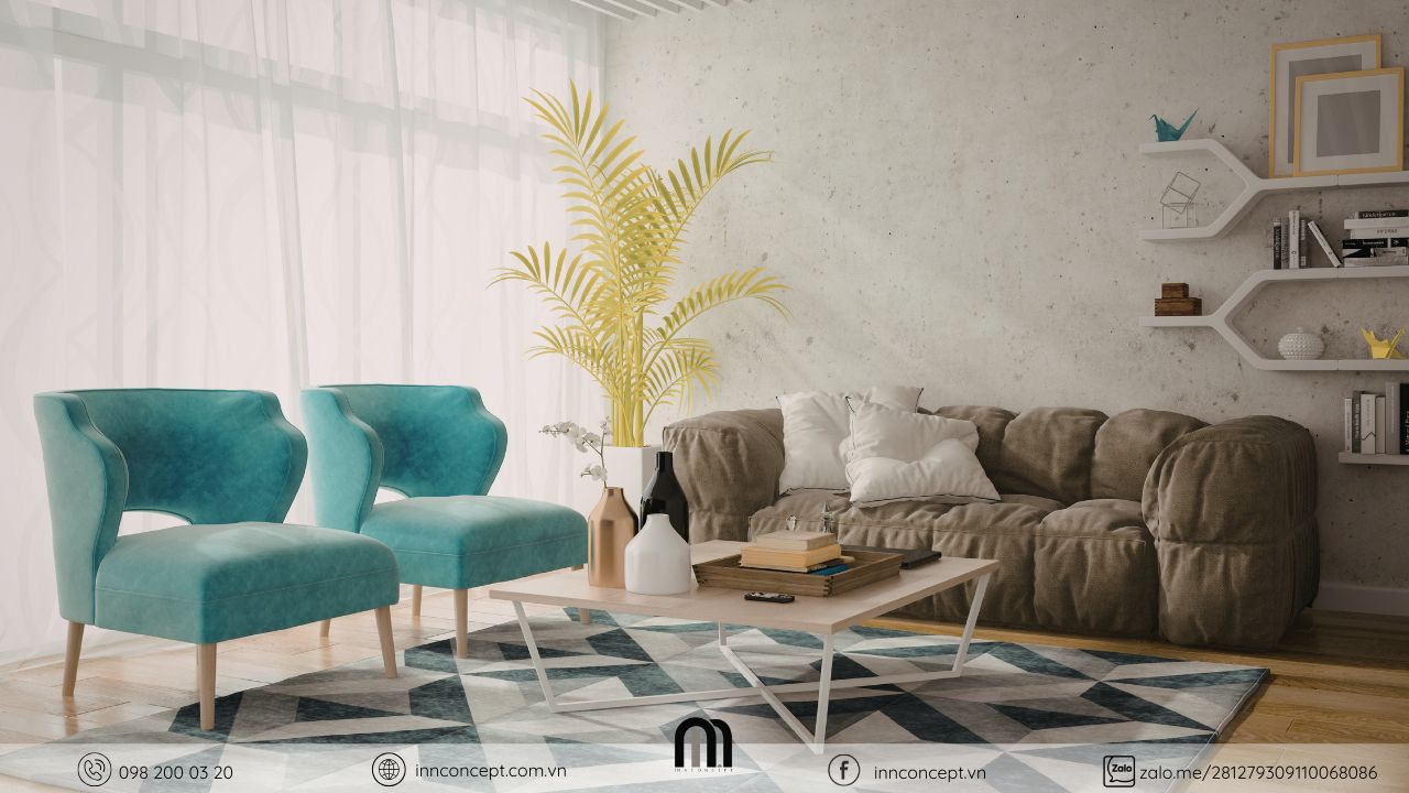 Mẫu thiết kế nội thất phòng khách chung cư đẹp với diện tích 60m2.